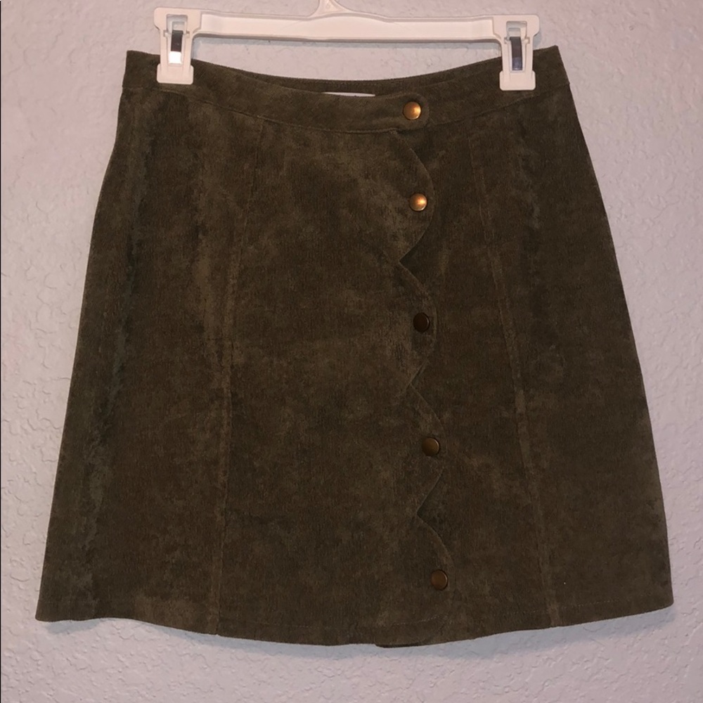 Green button up skirt